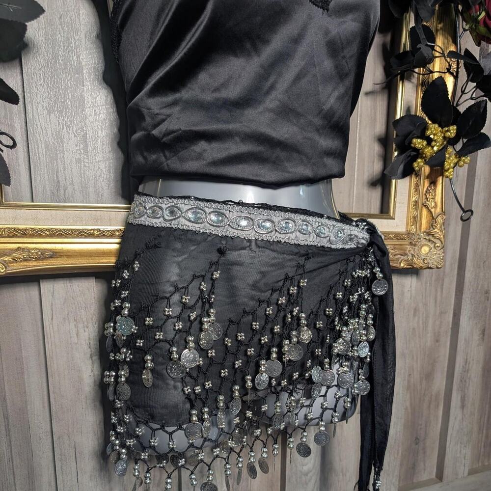 Rave Festival Black Coin Belly Dancer Wrap Skirt